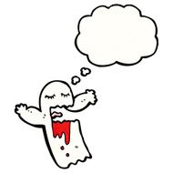 cartoon ghost with thought bubble N35