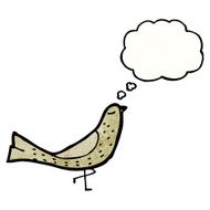 cartoon bird with thought bubble N398