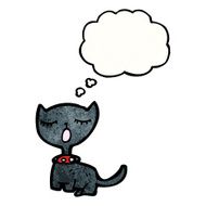 cartoon black cat with thought bubble N39