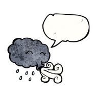 rain cloud blowing gale with speech bubble