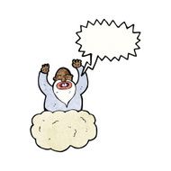 cartoon god on cloud with speech bubble N3
