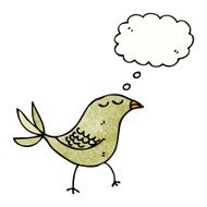 cartoon bird with thought bubble N399