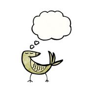 cartoon bird with thought bubble N401
