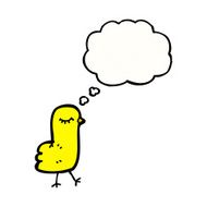 cartoon bird with thought bubble N404
