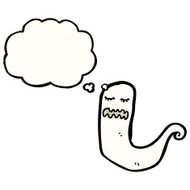 ghost with thought bubble cartoon N26
