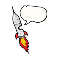 cartoon rocket with speech bubble N10