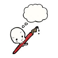 skull with art materials cartoon symbol N3
