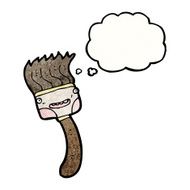 cartoon paint brush with thought bubble N6