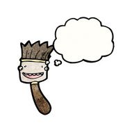 cartoon paint brush with thought bubble N8
