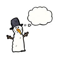 cartoon snowman with thought bubble N10