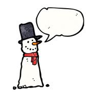 cartoon snowman with speech bubble N19