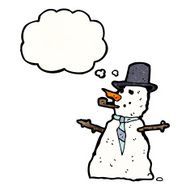 cartoon snowman with thought bubble N11