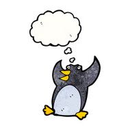 funny penguin cartoon with thought bubble N10
