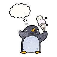 funny penguin cartoon with thought bubble N11