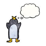 funny penguin cartoon with thought bubble N12