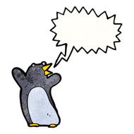funny cartoon penguin with speech bubble N8