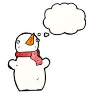 cartoon snowman with thought bubble N14