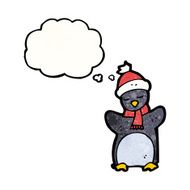 funny penguin cartoon with thought bubble N13