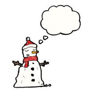 cartoon snowman with thought bubble N15