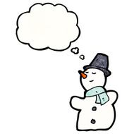 cartoon snowman with thought bubble N16
