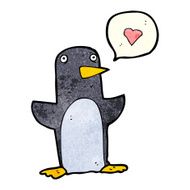 funny cartoon penguin with speech bubble N9