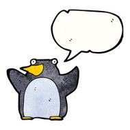 funny cartoon penguin with speech bubble N10
