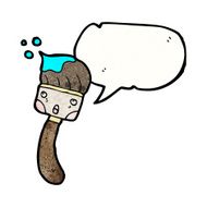 cartoon brush with speech bubble N3