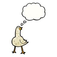 cartoon bird with thought bubble N405