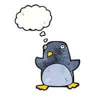 penguin with thought bubble cartoon N5