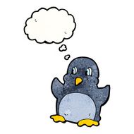 penguin with thought bubble cartoon N6