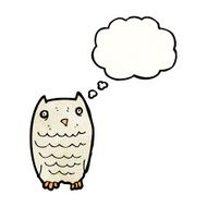 cartoon owl with thought bubble N85