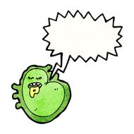 cartoon germ with speech bubble N25