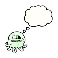 cartoon jellyfish with though bubbble N2