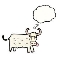 cartoon cow with thought bubble N44