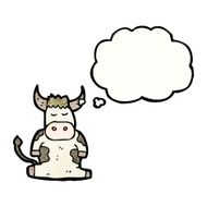 cartoon cow with thought bubble N45