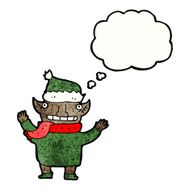 christmas elf with thought bubble N3