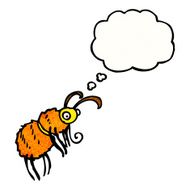 cartoon bee with thought bubble N37