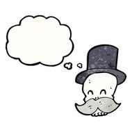 funny cartoon skull with mustache N3