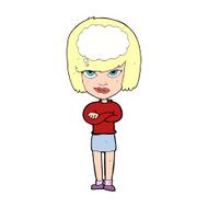 cartoon woman with folded arms imagining N12