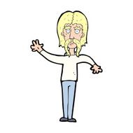 cartoon waving man with mustache N13