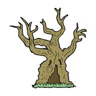 cartoon spooky old tree N19