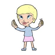 cartoon woman eating hotdogs N10