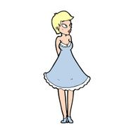 cartoon pretty woman in dress N56