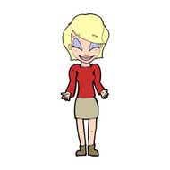 cartoon happy woman shrugging shoulders N19