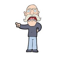 cartoon angry old man N169