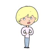 cartoon woman making Who Me? gesture N54