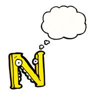 Cartoon Letter N N21