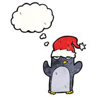 cartoon penguin in christmas hat N6