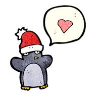 cartoon penguin in christmas hat N7