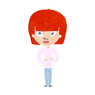 cartoon woman gesturing at herself N10